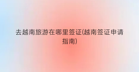 去越南旅游在哪里签证(越南签证申请指南)