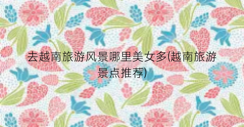 去越南旅游风景哪里美女多(越南旅游景点推荐)