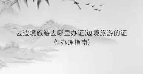 去边境旅游去哪里办证(边境旅游的证件办理指南)