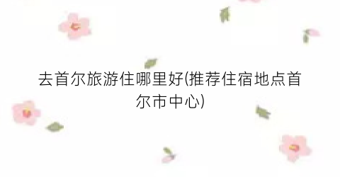 去首尔旅游住哪里好(推荐住宿地点首尔市中心)