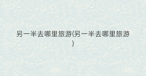 另一半去哪里旅游(另一半去哪里旅游)