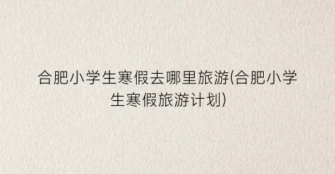 合肥小学生寒假去哪里旅游(合肥小学生寒假旅游计划)