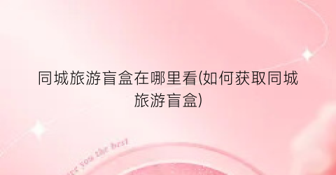 同城旅游盲盒在哪里看(如何获取同城旅游盲盒)