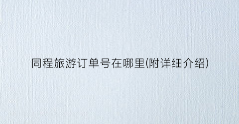 同程旅游订单号在哪里(附详细介绍)
