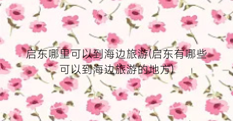 启东哪里可以到海边旅游(启东有哪些可以到海边旅游的地方)