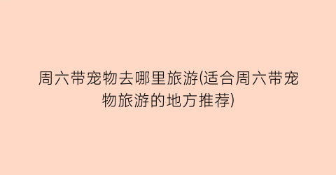 周六带宠物去哪里旅游(适合周六带宠物旅游的地方推荐)