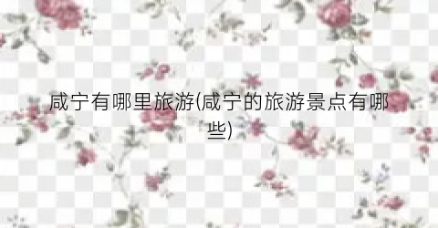 咸宁有哪里旅游(咸宁的旅游景点有哪些)