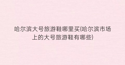 哈尔滨大号旅游鞋哪里买(哈尔滨市场上的大号旅游鞋有哪些)