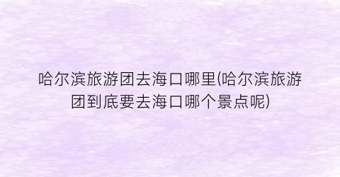哈尔滨旅游团去海口哪里(哈尔滨旅游团到底要去海口哪个景点呢)