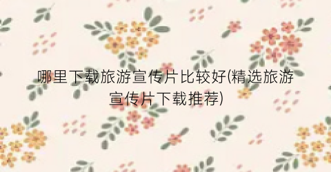 哪里下载旅游宣传片比较好(精选旅游宣传片下载推荐)