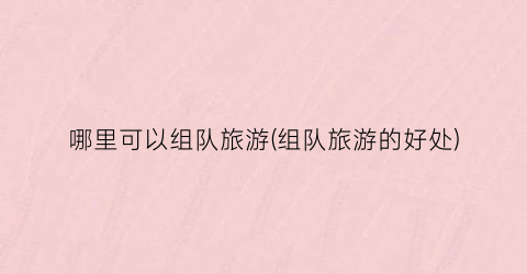 哪里可以组队旅游(组队旅游的好处)