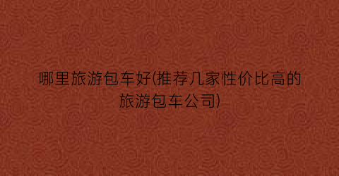 哪里旅游包车好(推荐几家性价比高的旅游包车公司)