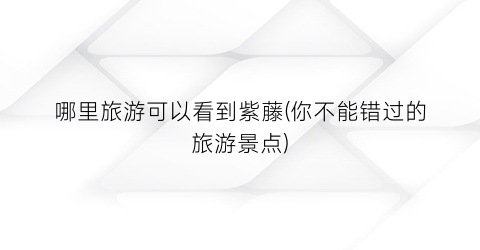 哪里旅游可以看到紫藤(你不能错过的旅游景点)