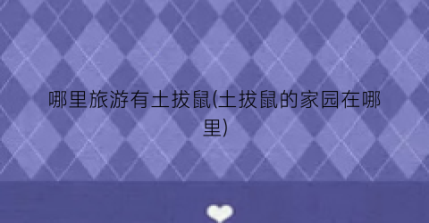 哪里旅游有土拔鼠(土拔鼠的家园在哪里)
