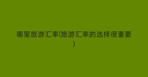 哪里旅游汇率(旅游汇率的选择很重要)