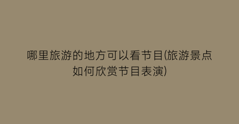 哪里旅游的地方可以看节目(旅游景点如何欣赏节目表演)