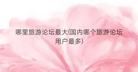 哪里旅游论坛最大(国内哪个旅游论坛用户最多)