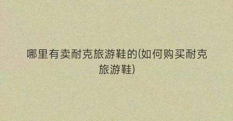 哪里有卖耐克旅游鞋的(如何购买耐克旅游鞋)