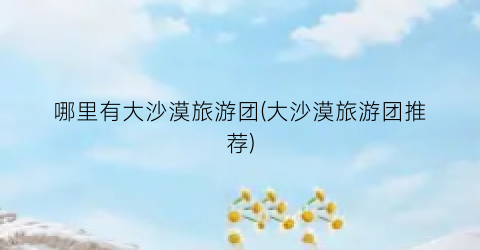 哪里有大沙漠旅游团(大沙漠旅游团推荐)