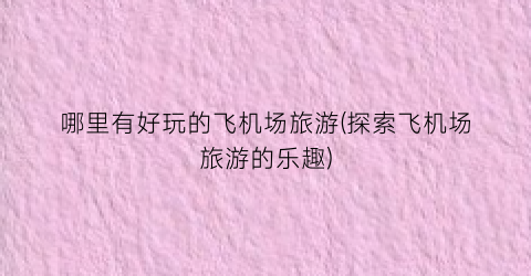 哪里有好玩的飞机场旅游(探索飞机场旅游的乐趣)