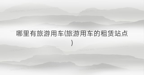 哪里有旅游用车(旅游用车的租赁站点)