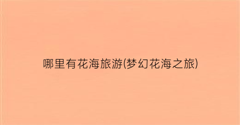 哪里有花海旅游(梦幻花海之旅)