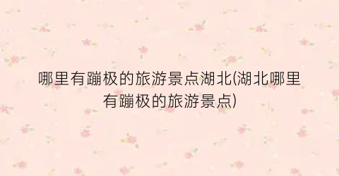 哪里有蹦极的旅游景点湖北(湖北哪里有蹦极的旅游景点)