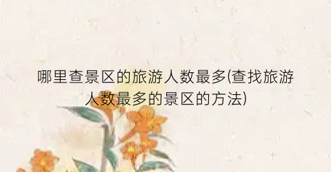 哪里查景区的旅游人数最多(查找旅游人数最多的景区的方法)