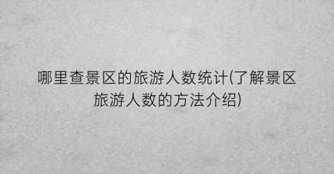 哪里查景区的旅游人数统计(了解景区旅游人数的方法介绍)