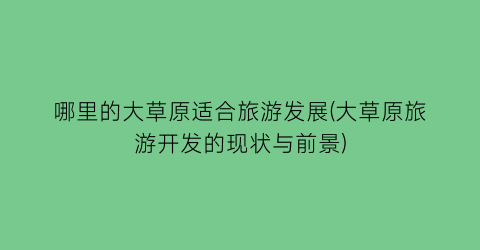 哪里的大草原适合旅游发展(大草原旅游开发的现状与前景)