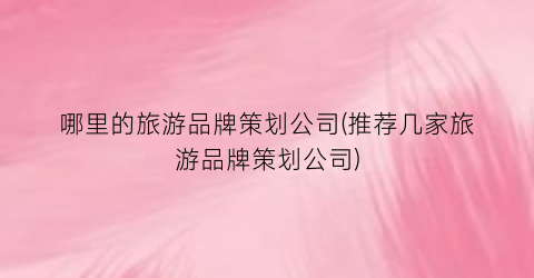 哪里的旅游品牌策划公司(推荐几家旅游品牌策划公司)