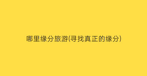 哪里缘分旅游(寻找真正的缘分)
