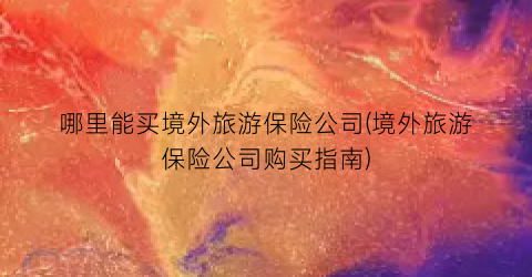 哪里能买境外旅游保险公司(境外旅游保险公司购买指南)