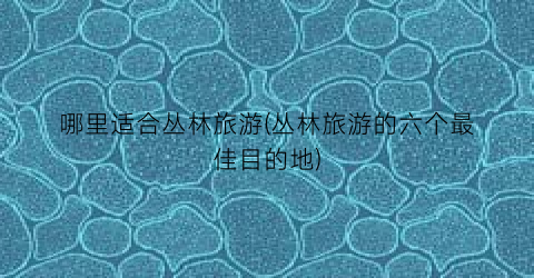 哪里适合丛林旅游(丛林旅游的六个最佳目的地)
