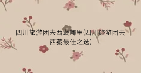 四川旅游团去西藏哪里(四川旅游团去西藏最佳之选)