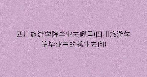 四川旅游学院毕业去哪里(四川旅游学院毕业生的就业去向)