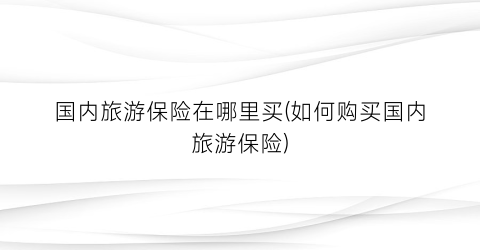 国内旅游保险在哪里买(如何购买国内旅游保险)