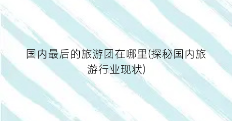 国内最后的旅游团在哪里(探秘国内旅游行业现状)