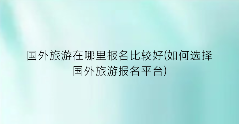 国外旅游在哪里报名比较好(如何选择国外旅游报名平台)