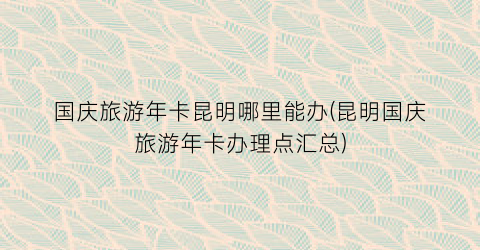 国庆旅游年卡昆明哪里能办(昆明国庆旅游年卡办理点汇总)