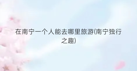 在南宁一个人能去哪里旅游(南宁独行之趣)