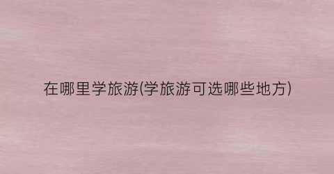 在哪里学旅游(学旅游可选哪些地方)