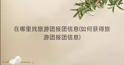 在哪里找旅游团报团信息(如何获得旅游团报团信息)