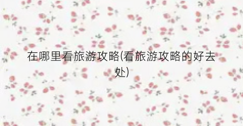 在哪里看旅游攻略(看旅游攻略的好去处)