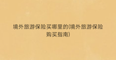 境外旅游保险买哪里的(境外旅游保险购买指南)