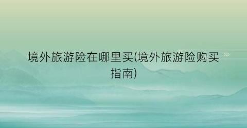 境外旅游险在哪里买(境外旅游险购买指南)