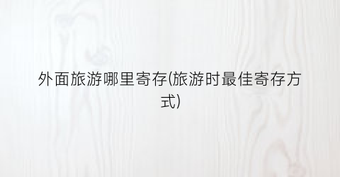 外面旅游哪里寄存(旅游时最佳寄存方式)