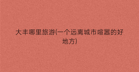 大丰哪里旅游(一个远离城市喧嚣的好地方)