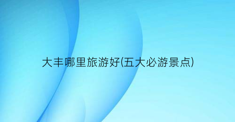 大丰哪里旅游好(五大必游景点)