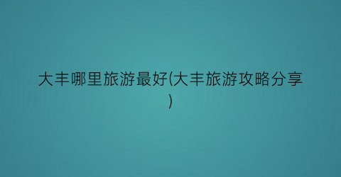 大丰哪里旅游最好(大丰旅游攻略分享)